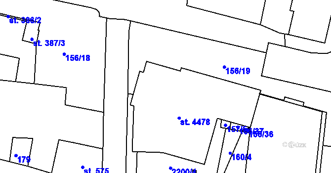 Parcela st. 156/32 v KÚ Jičín, Katastrální mapa