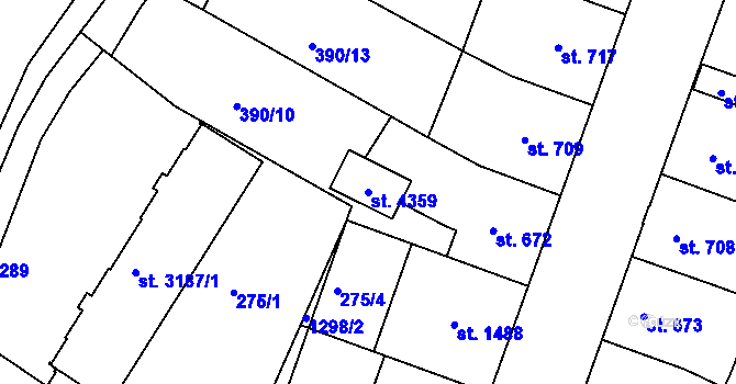 Parcela st. 4359 v KÚ Jičín, Katastrální mapa