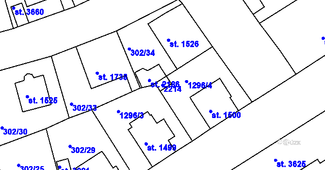 Parcela st. 2214 v KÚ Jičín, Katastrální mapa