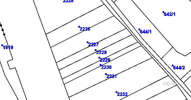 Parcela st. 2228 v KÚ Jičín, Katastrální mapa