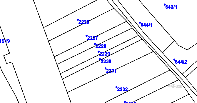 Parcela st. 2229 v KÚ Jičín, Katastrální mapa