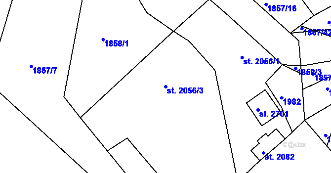 Parcela st. 2056/3 v KÚ Jičín, Katastrální mapa