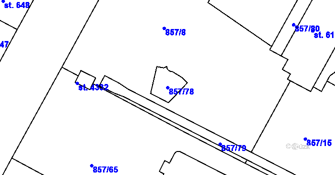 Parcela st. 857/78 v KÚ Jičín, Katastrální mapa
