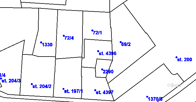 Parcela st. 4396 v KÚ Jičín, Katastrální mapa