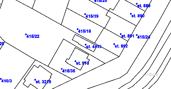 Parcela st. 4415 v KÚ Jičín, Katastrální mapa