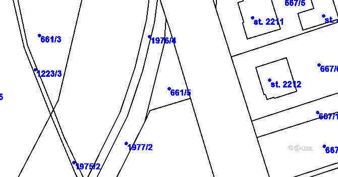 Parcela st. 661/5 v KÚ Jičín, Katastrální mapa