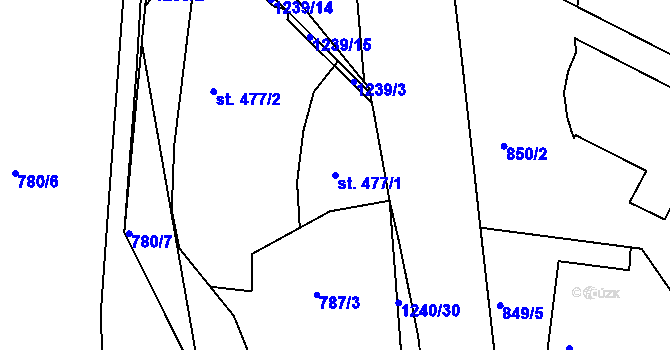 Parcela st. 477/1 v KÚ Jičín, Katastrální mapa