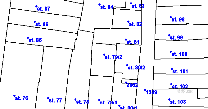 Parcela st. 79/2 v KÚ Jičín, Katastrální mapa