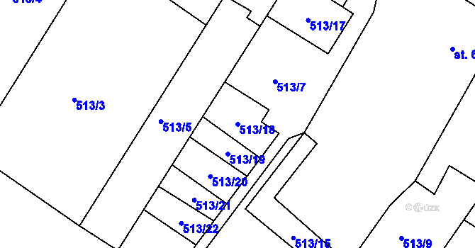 Parcela st. 513/18 v KÚ Jičín, Katastrální mapa