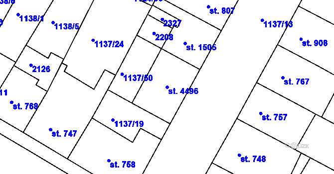 Parcela st. 4496 v KÚ Jičín, Katastrální mapa