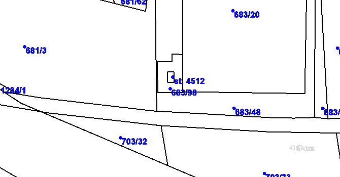 Parcela st. 683/98 v KÚ Jičín, Katastrální mapa