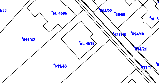 Parcela st. 4518 v KÚ Jičín, Katastrální mapa