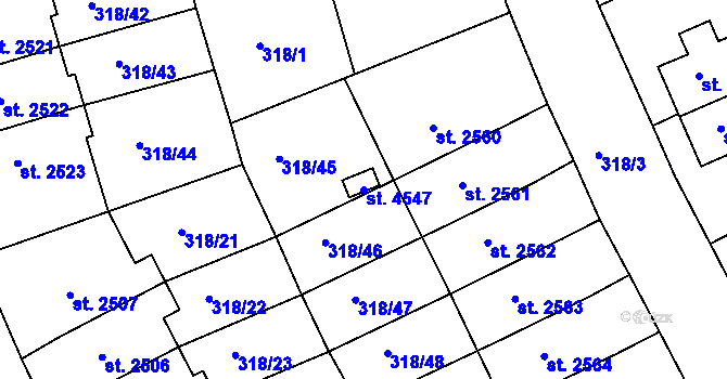 Parcela st. 4547 v KÚ Jičín, Katastrální mapa