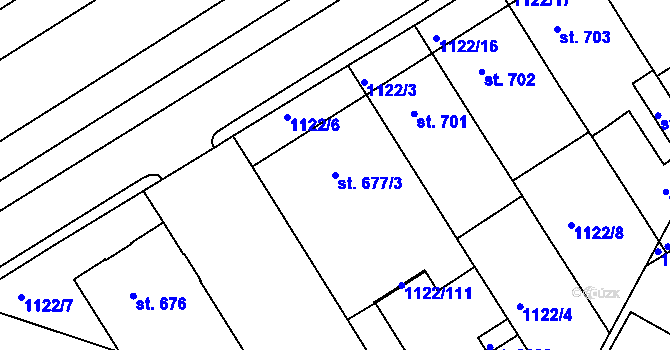 Parcela st. 677/3 v KÚ Jičín, Katastrální mapa