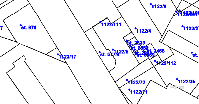 Parcela st. 677/4 v KÚ Jičín, Katastrální mapa