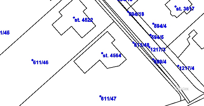 Parcela st. 4564 v KÚ Jičín, Katastrální mapa