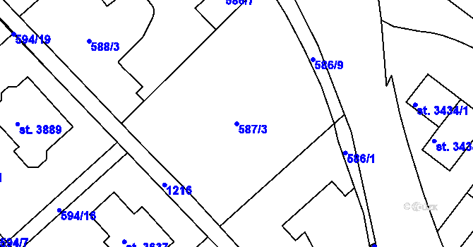 Parcela st. 587/3 v KÚ Jičín, Katastrální mapa