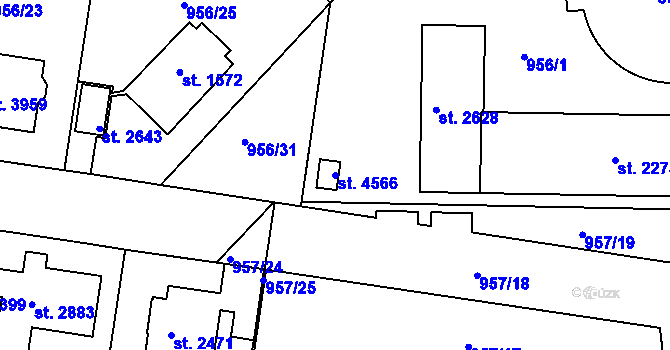 Parcela st. 4566 v KÚ Jičín, Katastrální mapa