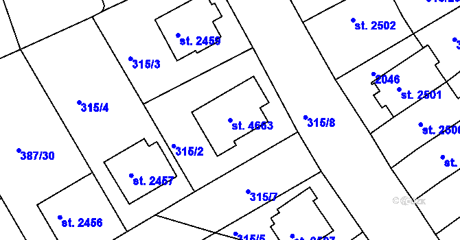 Parcela st. 4663 v KÚ Jičín, Katastrální mapa