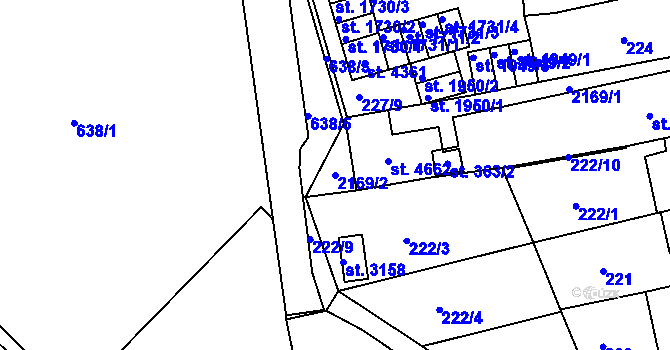 Parcela st. 2169/2 v KÚ Jičín, Katastrální mapa
