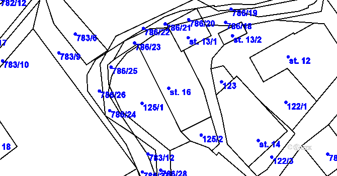 Parcela st. 16 v KÚ Jičina, Katastrální mapa