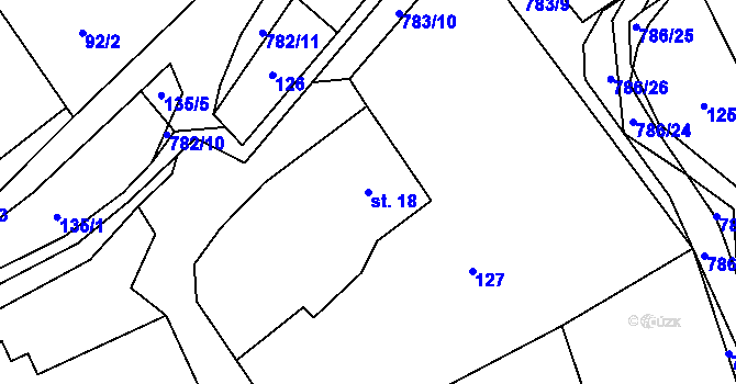 Parcela st. 18 v KÚ Jičina, Katastrální mapa
