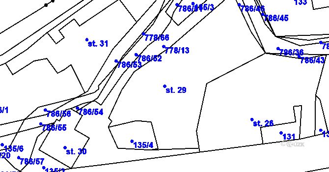 Parcela st. 29 v KÚ Jičina, Katastrální mapa