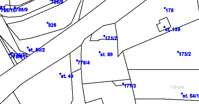 Parcela st. 89 v KÚ Jičina, Katastrální mapa