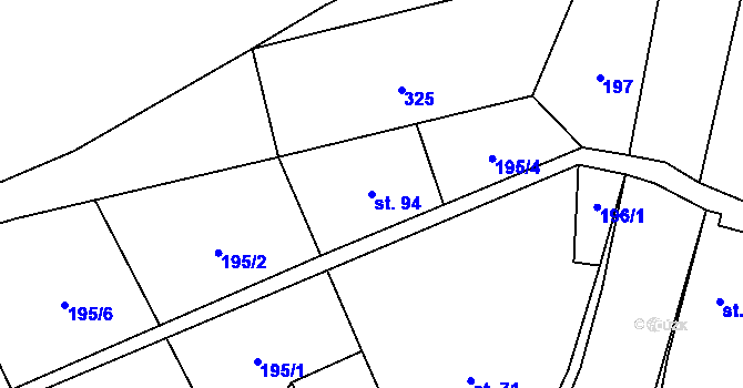 Parcela st. 94 v KÚ Jičina, Katastrální mapa