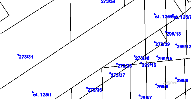 Parcela st. 125/3 v KÚ Jičina, Katastrální mapa