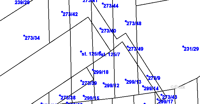 Parcela st. 125/7 v KÚ Jičina, Katastrální mapa