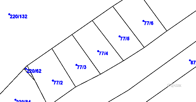 Parcela st. 77/4 v KÚ Jičina, Katastrální mapa