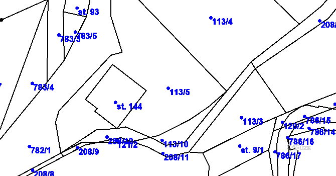 Parcela st. 113/5 v KÚ Jičina, Katastrální mapa