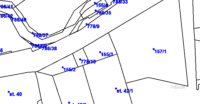 Parcela st. 155/3 v KÚ Jičina, Katastrální mapa
