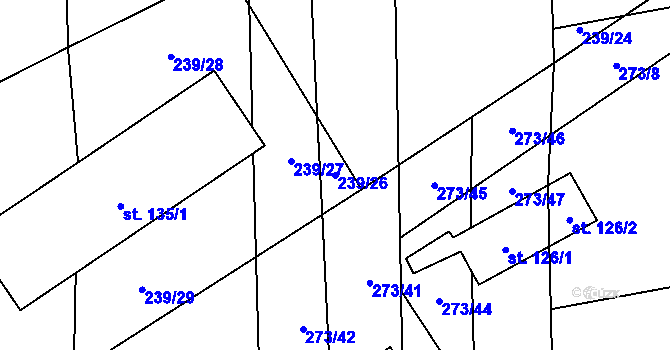 Parcela st. 239/26 v KÚ Jičina, Katastrální mapa