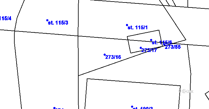 Parcela st. 273/16 v KÚ Jičina, Katastrální mapa