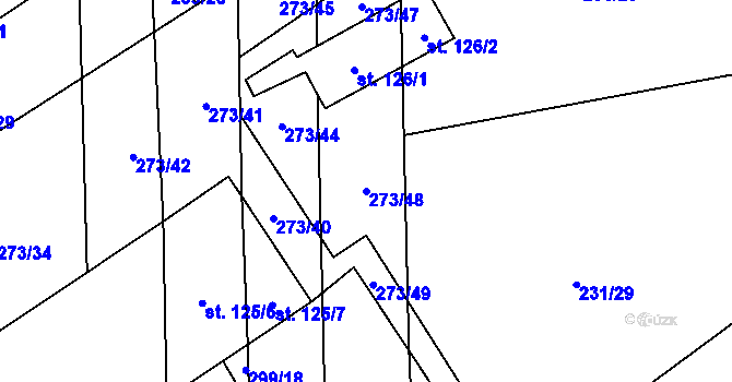 Parcela st. 273/48 v KÚ Jičina, Katastrální mapa