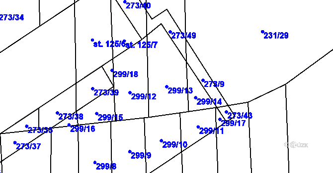 Parcela st. 299/13 v KÚ Jičina, Katastrální mapa
