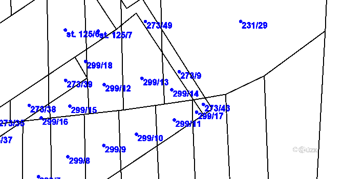 Parcela st. 299/14 v KÚ Jičina, Katastrální mapa