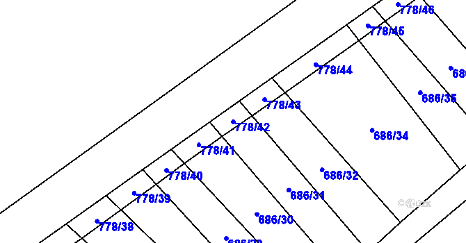 Parcela st. 778/42 v KÚ Jičina, Katastrální mapa