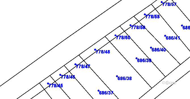 Parcela st. 778/48 v KÚ Jičina, Katastrální mapa