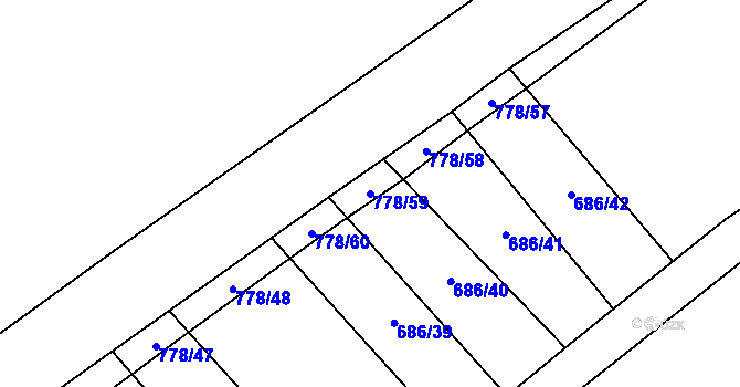 Parcela st. 778/59 v KÚ Jičina, Katastrální mapa