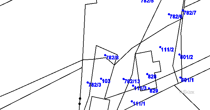 Parcela st. 782/8 v KÚ Jičina, Katastrální mapa