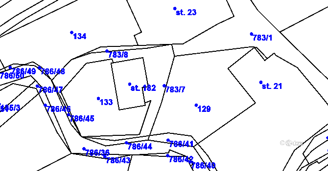 Parcela st. 783/7 v KÚ Jičina, Katastrální mapa