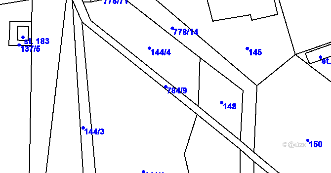 Parcela st. 784/9 v KÚ Jičina, Katastrální mapa