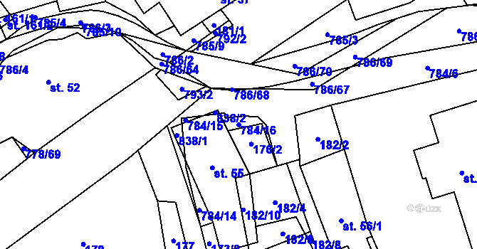Parcela st. 784/16 v KÚ Jičina, Katastrální mapa