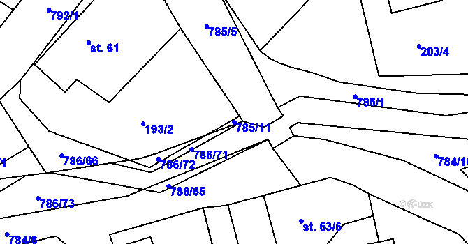 Parcela st. 785/11 v KÚ Jičina, Katastrální mapa