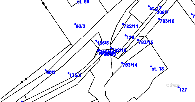 Parcela st. 782/10 v KÚ Jičina, Katastrální mapa