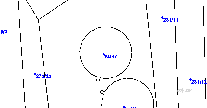 Parcela st. 240/7 v KÚ Jičina, Katastrální mapa