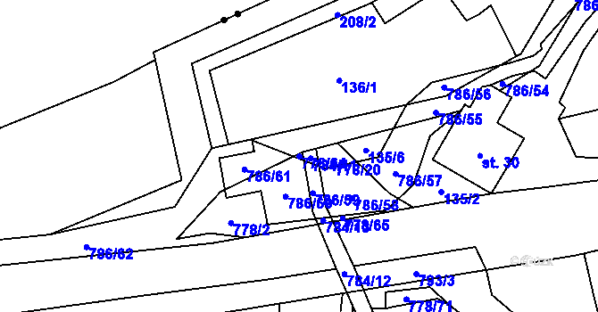 Parcela st. 778/64 v KÚ Jičina, Katastrální mapa